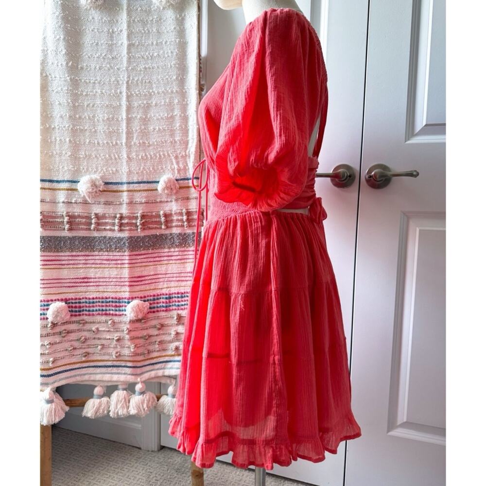 Free People Perfect Day Watermelon Short Puff Sleeve Mini Dress Women’s Size XS - Picture 3 of 10